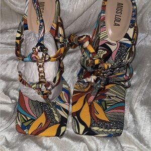 Miss Lola Colorful Patterned Heels